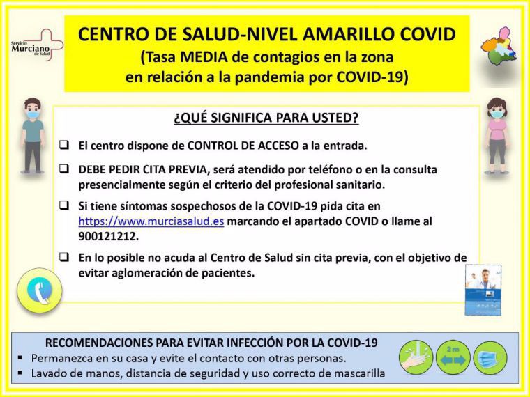 El Centro de Salud de Alhama pasa a fase amarilla