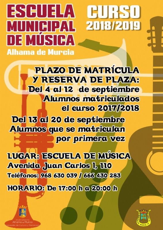 El plazo de matrícula de la Escuela de Música se abre el próximo martes