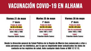 Así serán las próximas jornadas de vacunación masiva en Alhama