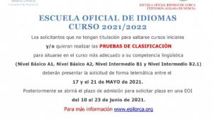 Abierto el plazo para solicitar las pruebas de clasificación de la EOI