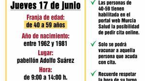 Este jueves 'maratón' de vacunación en pabellón Adolfo Suárez