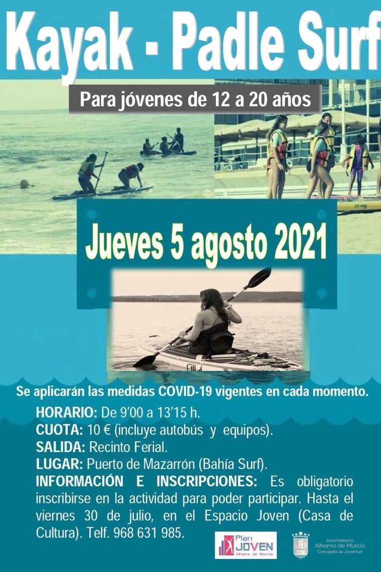 Kayak y padle surf en Mazarrón el jueves 5 de agosto