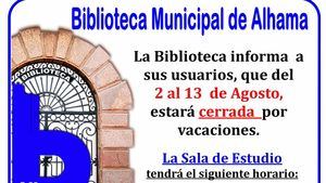 La Biblioteca de Alhama cierra por vacaciones