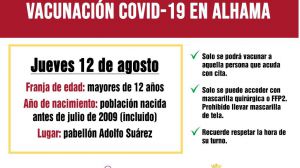 Segunda jornada para la vacunación a mayores de 12 años este jueves