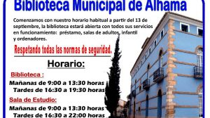 La Biblioteca de Alhama retoma su horario habitual