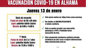 Más vacunaciones en Alhama el próximo 13 de enero