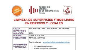 Curso gratuito en Alhama de limpieza en edificios y locales