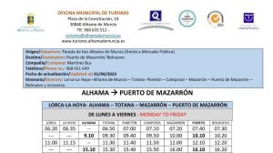 Nuevos horarios del autobús Alhama-Mazarrón