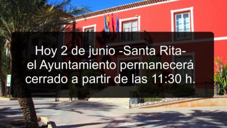 El Ayuntamiento cierra a las 11:30 horas por Santa Rita