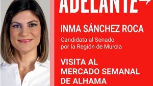 La candidatura de PSOE visita el mercado semanal de Alhama
