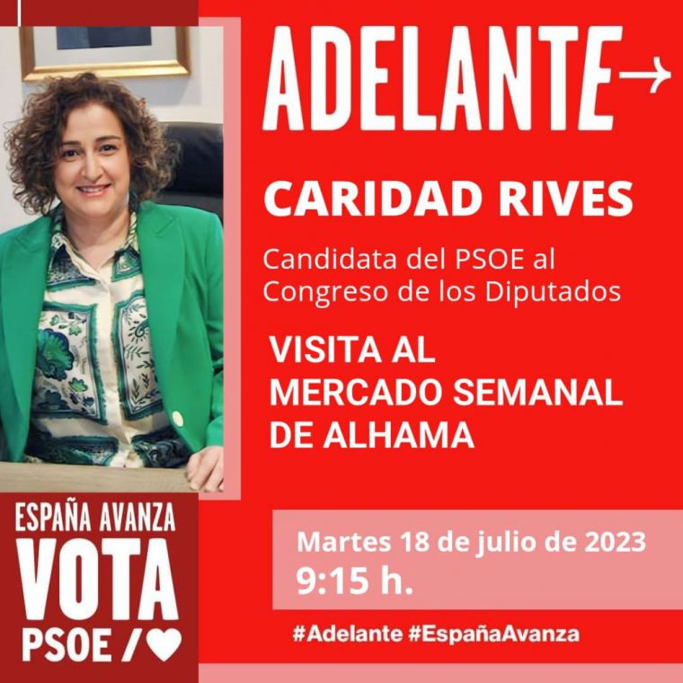 La candidata socialista Caridad Rives visita Alhama