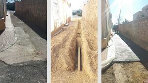 Renovación del pavimento en el callejón de la calle Caravaca