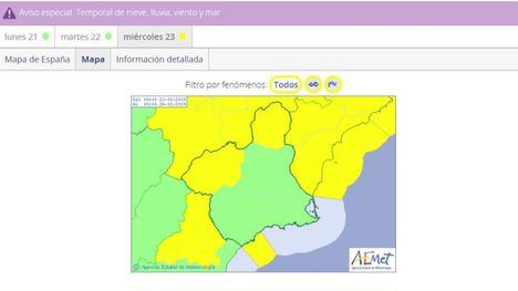 Alerta amarilla por temporal de frío y viento en la Región