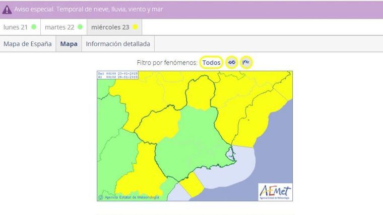 Alerta amarilla por temporal de frío y viento en la Región