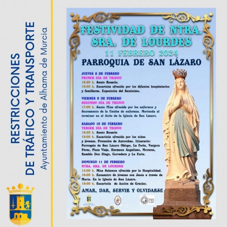 Restricciones por la procesión de Las Antorchas de Ntra. Sra. de Lourdes