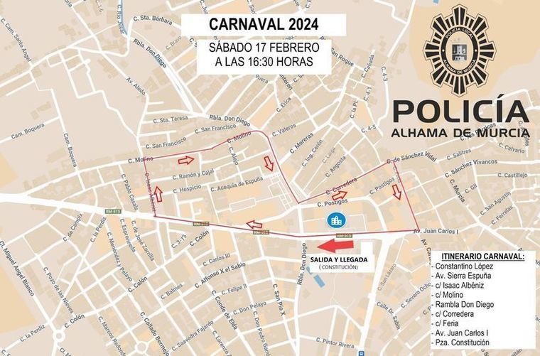 Restricciones de tráfico por el Desfile de Carnaval