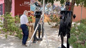 Las esculturas del Jardín de Los Mayos, en proceso de restauración