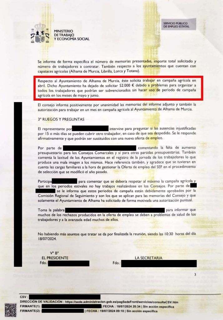 PSOE: La alcaldesa deja a 12 personas en paro al devolver 52.000 euros