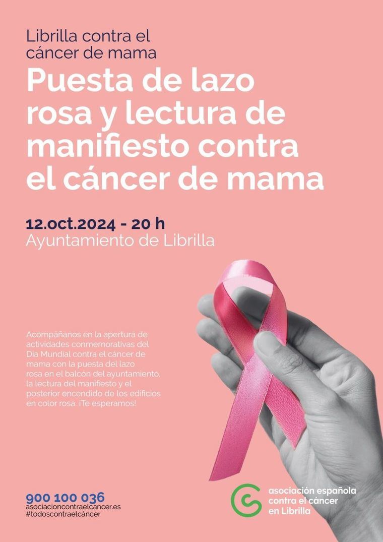 Lazo rosa de la AECC en Librilla por el Día del Cáncer de Mama