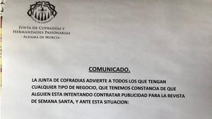 La Junta de Cofradías alerta de contratación irregular de publicidad