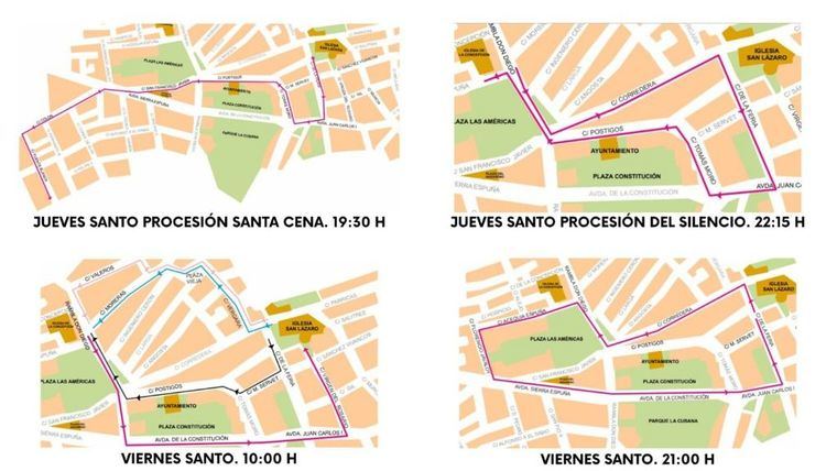 Cortes de tráfico en Semana Santa por las procesiones
