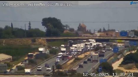 Dos accidentes en la A7 a la altura de Alhama de Murcia y Totana