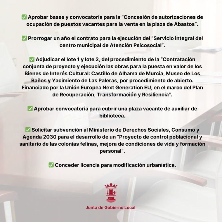 Acuerdos de la Junta de Gobierno