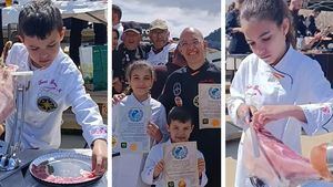 David García y sus hijos participan en el récord mundial de cortadores de jamón