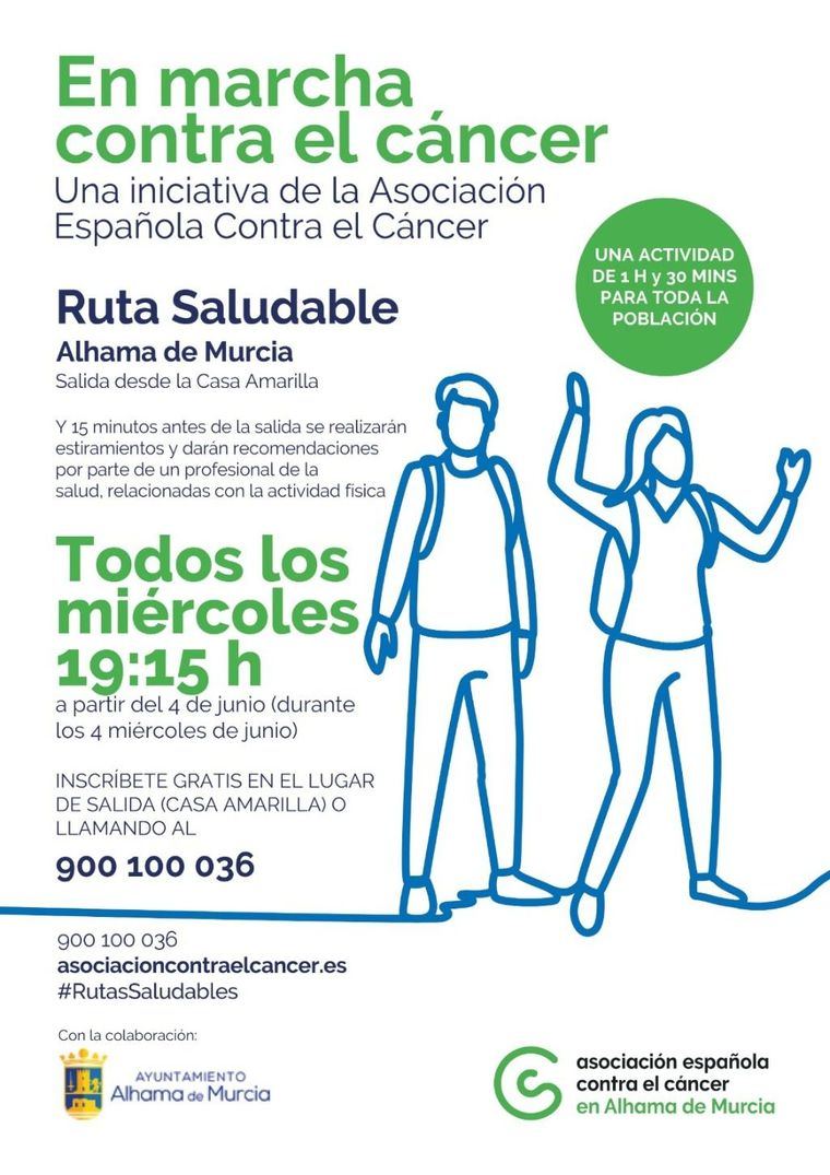 Todos los miércoles de junio por la tarde, ruta saludable de la AECC