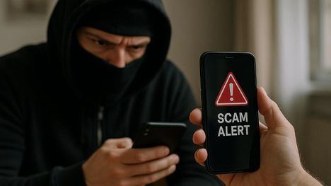 -[Estilo fotográfico realista] ciberdelincuencia estafa teléfono móvil