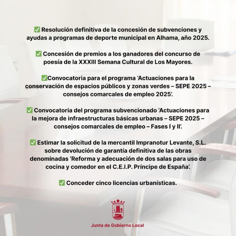 Acuerdos de la Junta de Gobierno