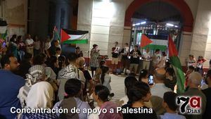 Decenas de asistentes a la concentración en apoyo a Palestina