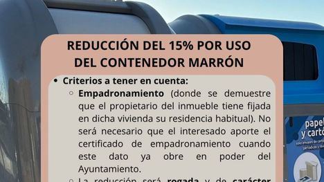 Reducciones de hasta el 50% en la tasa de recogida de residuos