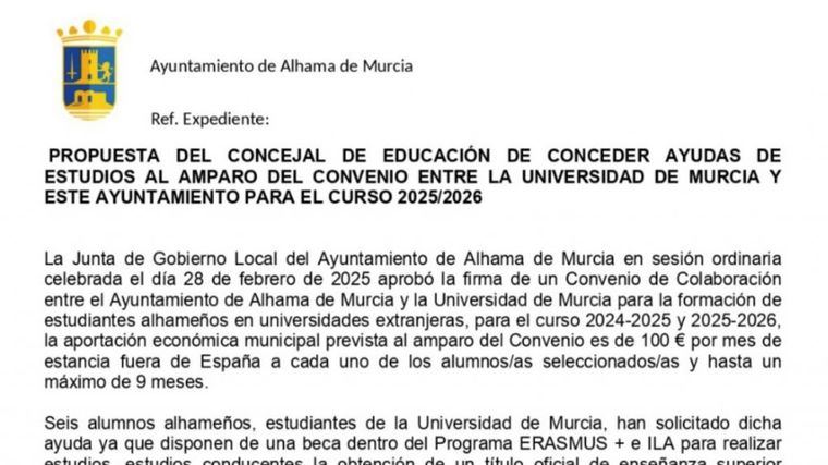 Antonio García:'Ayudas municipales para estudiantes alhameños de Erasmus+ILA'