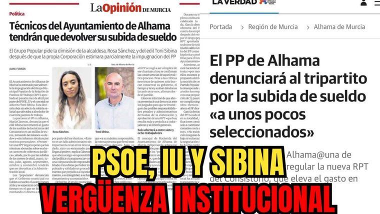 PP: 'La desastrosa gestión del PSOE, IU y Sibina vuelve a llenar la prensa'