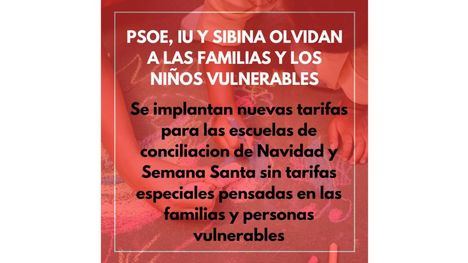 PP: 'PSOE, IU y Sibina olvidan a las familias y los niños vulnerables'