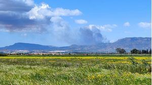 Fuego en Sierra Espuña en el paraje de Llano de Cabras, en Totana