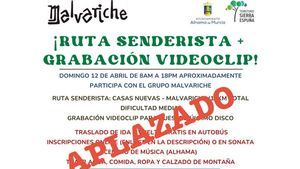 Queda aplazada la ruta senderista organizada por Malvariche