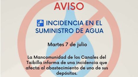 El Ayuntamiento informa de un corte de agua que afecta a parte del casco urbano