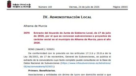 Alhama destina 20.000 € a proyectos sociales del tercer sector