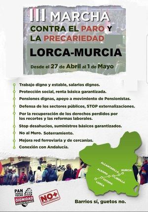 La III Marcha contra el paro y la precariedad llega mañana a Alhama