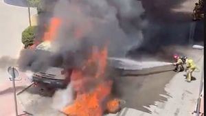 VÍDEO Bomberos trata de sofocar el incendio de un camión en Totana