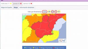 Aemet eleva a roja la alerta para este jueves por las fuertes lluvias