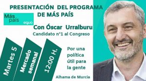 Urralburu, de Más País, mañana en Alhama en el mercado semanal