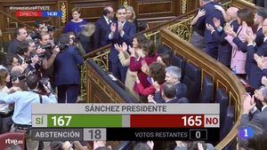 Pedro Sánchez, investido presidente con 167 apoyos