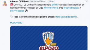 Cancelados los partidos del Alhama CF ElPozo por el coronavirus