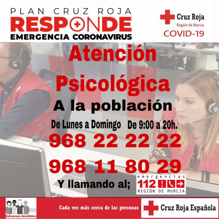 Cruz Roja habilita el servicio de asistencia psicológica