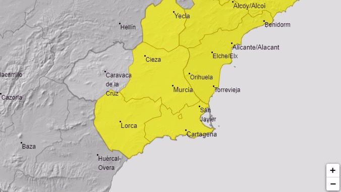 La Aemet emite aviso amarillo por lluvias para el lunes 8 de junio