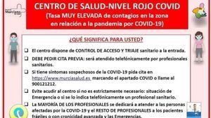 El Centro de Salud de Alhama pasa a fase roja por el Covid19