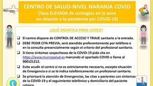 El Centro de Salud de Alhama vuelve a fase naranja